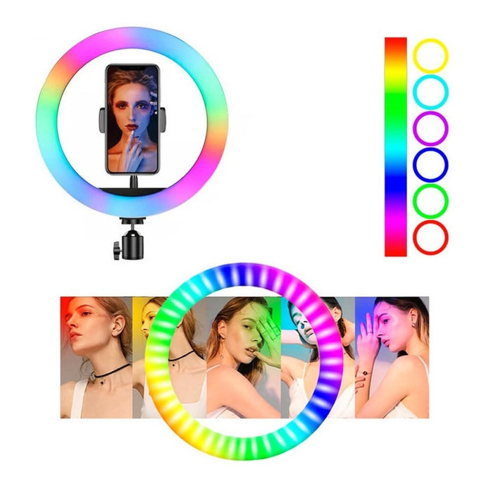 Aro De Luz Led Colores Rgb Fotografía Selfie Trípode Control